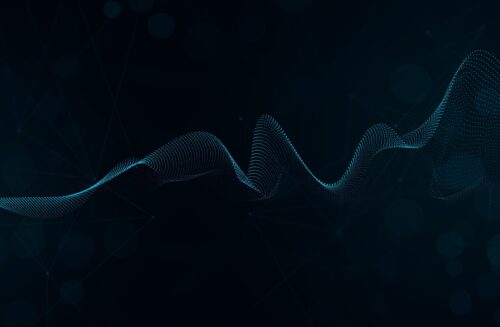 Abstract,Digital,Waveform,Of,Glowing,Blue,Particles,In,Dark,Space